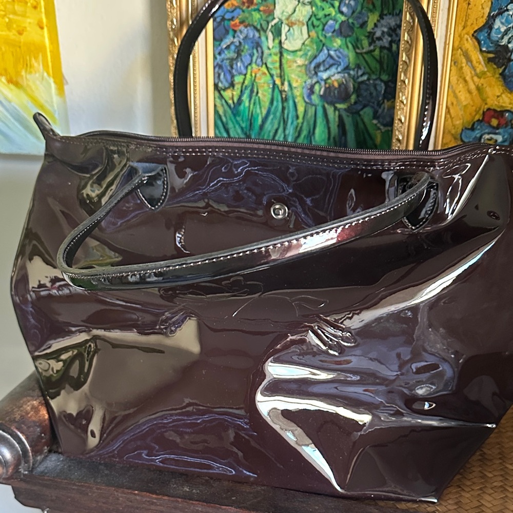 Longchamp maroon Patent Leather shoulder Tote Bag - Picture 8 of 8